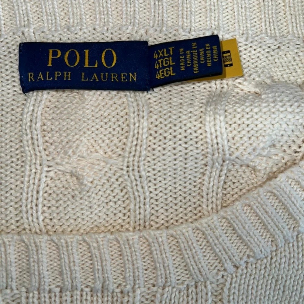 Polo Ralph Lauren Sweater- Men's Big & Tall Size 4XLT- Cream